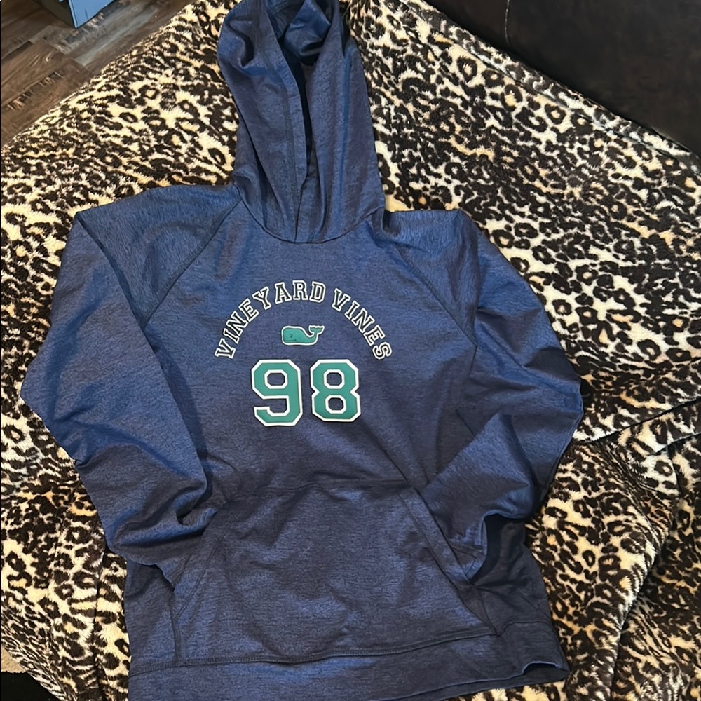 Vineyard Vines Navy Hoodie with Green Accents
